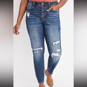 👖  Plus Size Judy Blue® Skinny Mid Rise Button Fly Thermal Patch Jean 👖